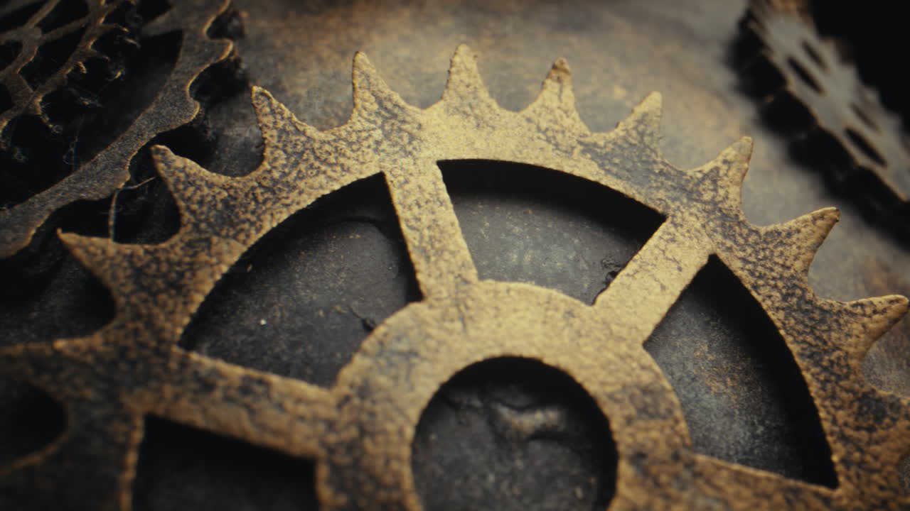 Close-up of Intricate Gears and Machinery