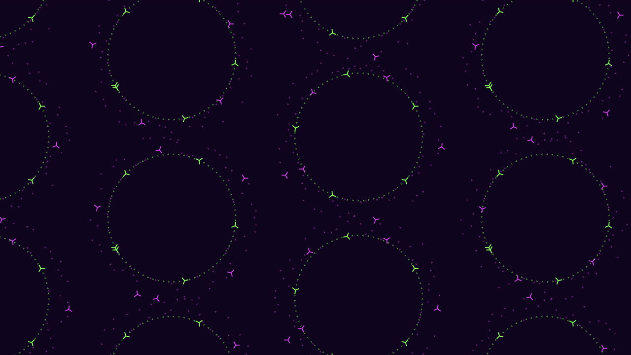 Abstract dark purple seamless circle pattern background with neon dotted rings