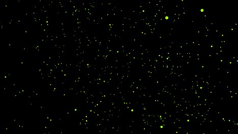 los puntos verdes abstractos son animaciones móviles aleatorias con fondo negro.