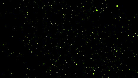 abstract green dots is random moving animation with black background.