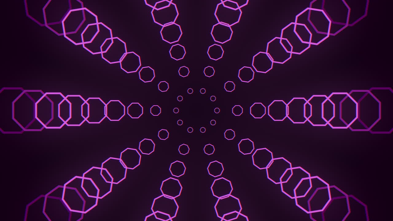 Mesmerizing spiral of glowing purple circles