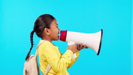 Megaphone,-speech-and-girl-child-screaming