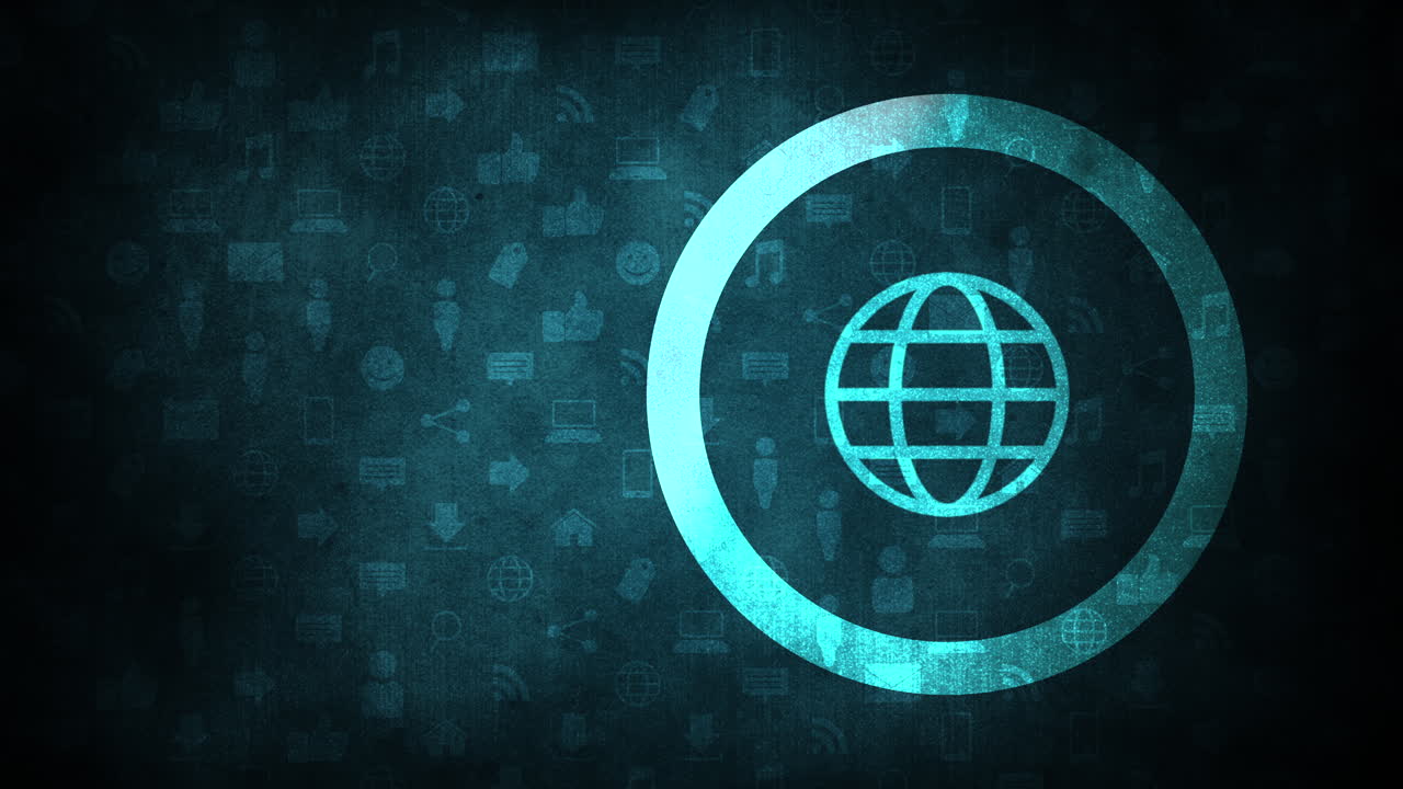 Big globe icon on network background