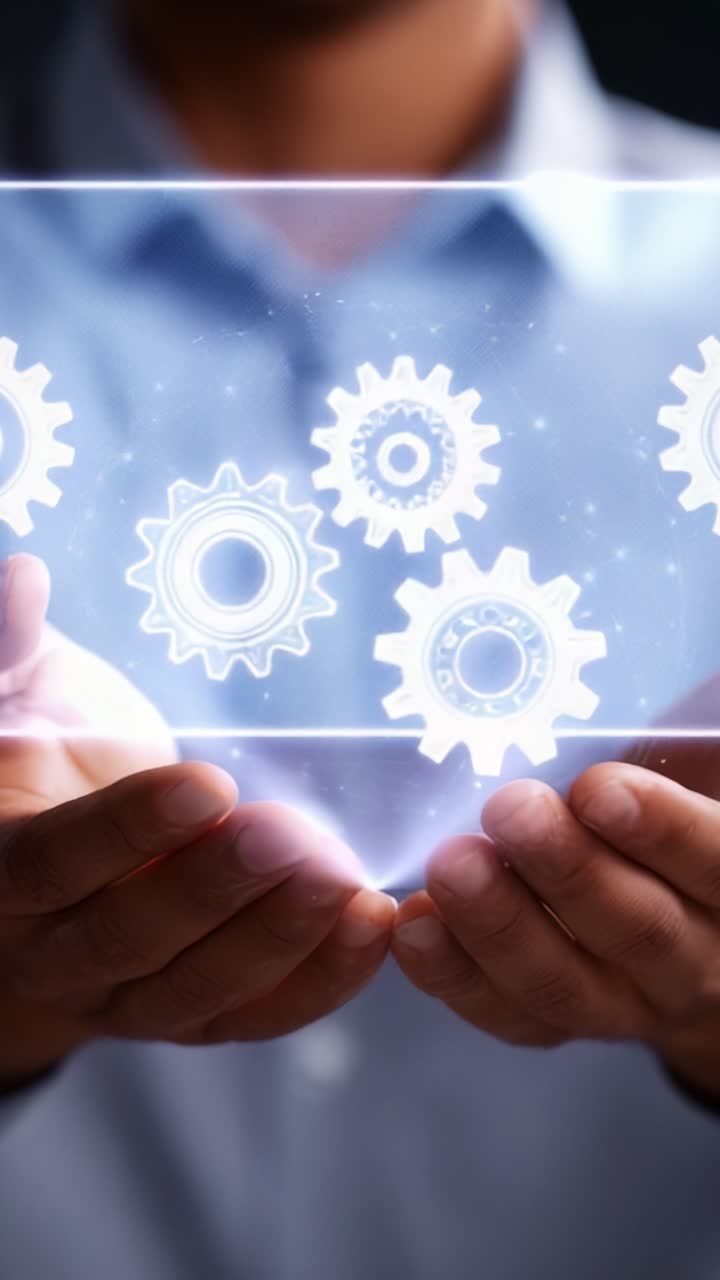 Innovation and Technology: A Representation of Gears Symbolizing Mechanisms, Ideas, and the Future in the Hands of a Person, Showcasing Strategic Planning and Progress