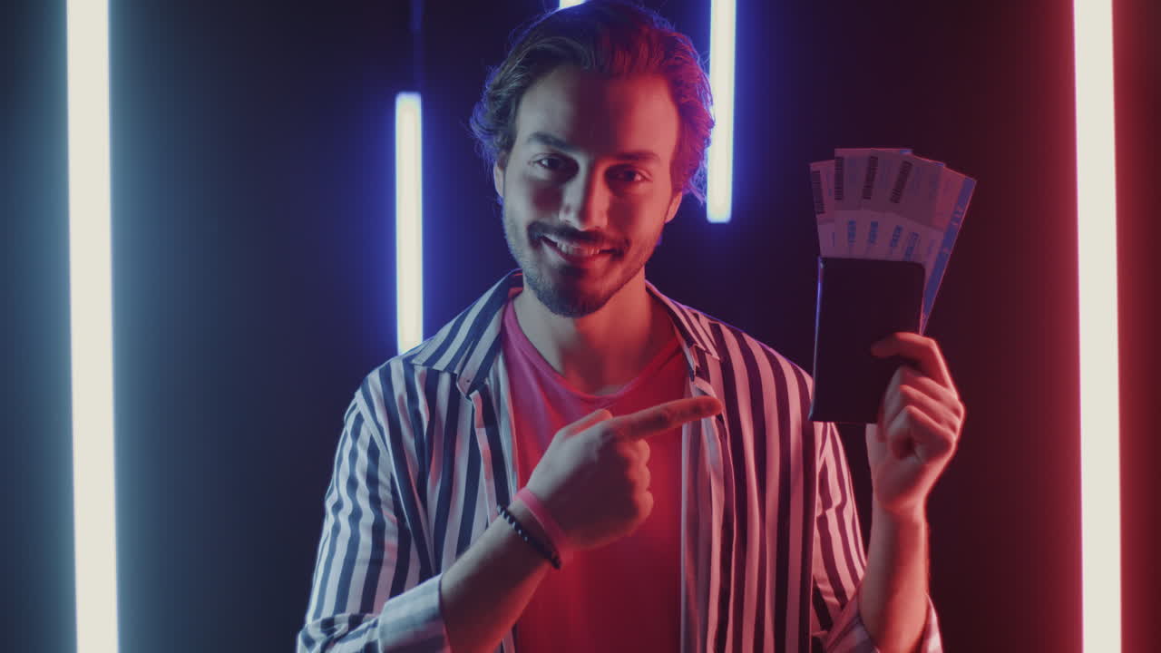 Happy Traveler with Tickets and Passport