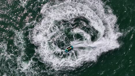 jet ski overhead birds eye drone aerial view turning circle’s