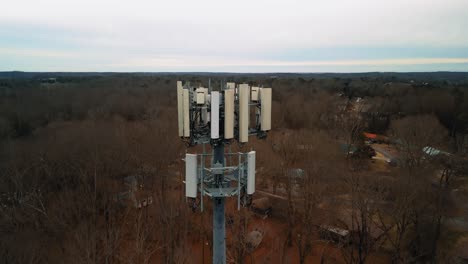 aerial shot orientating around cell phone tower