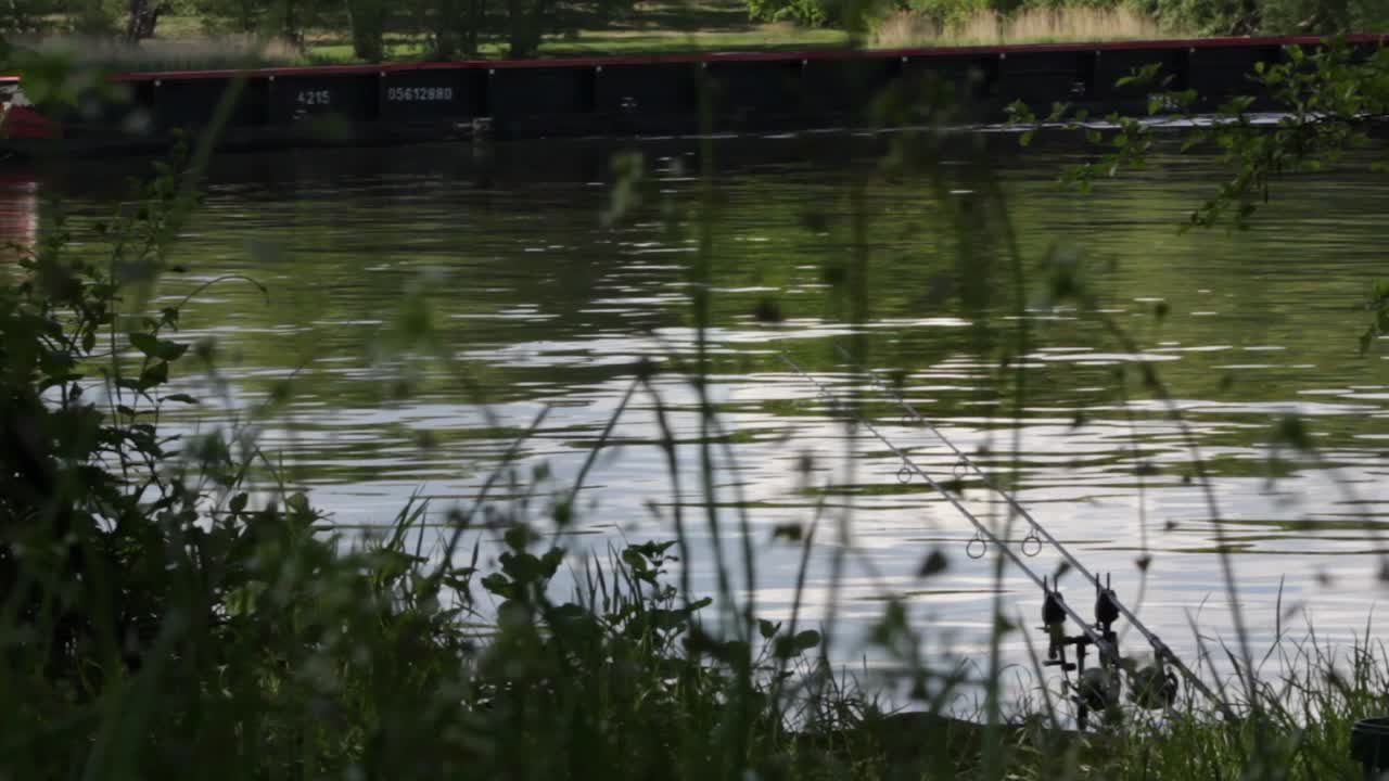 Transport ship sailing down the river