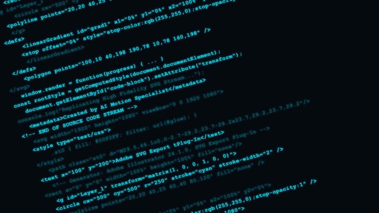 Scrolling SVG Code Snippet on Dark Background