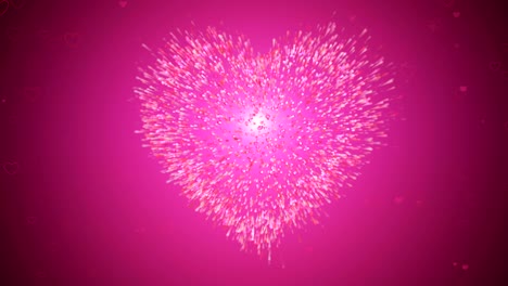 bucle sin fisuras, fondo de movimiento, partícula en forma de corazón rojo rosa verde, rastros de luz.