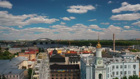 aerial view of a city in ukraine with a ferris wheel