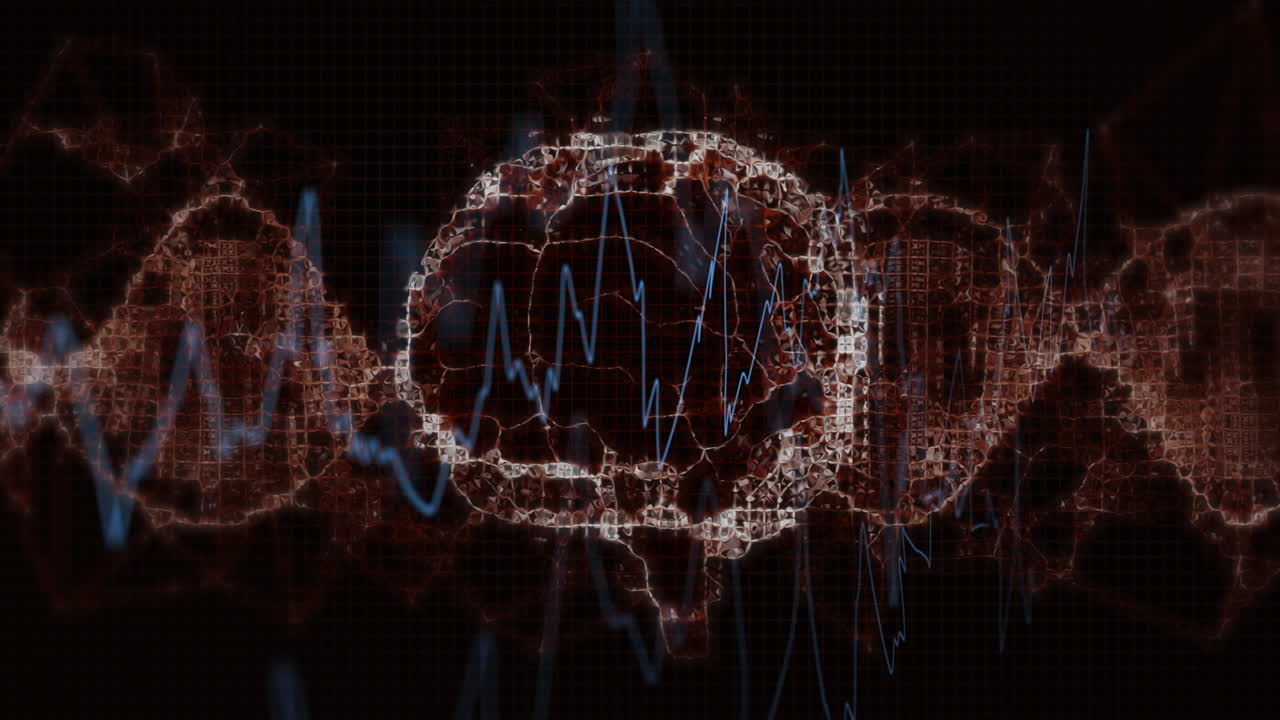 Digital waveform and circular patterns creating dynamic data visualization animation