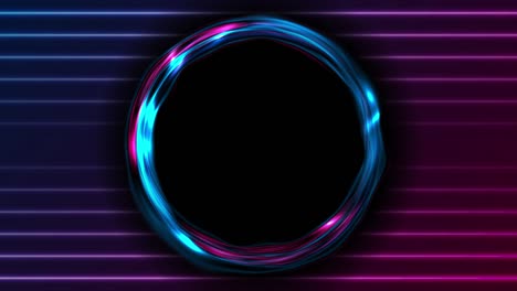 anillos líquidos brillantes y líneas de neón fondo de movimiento abstracto