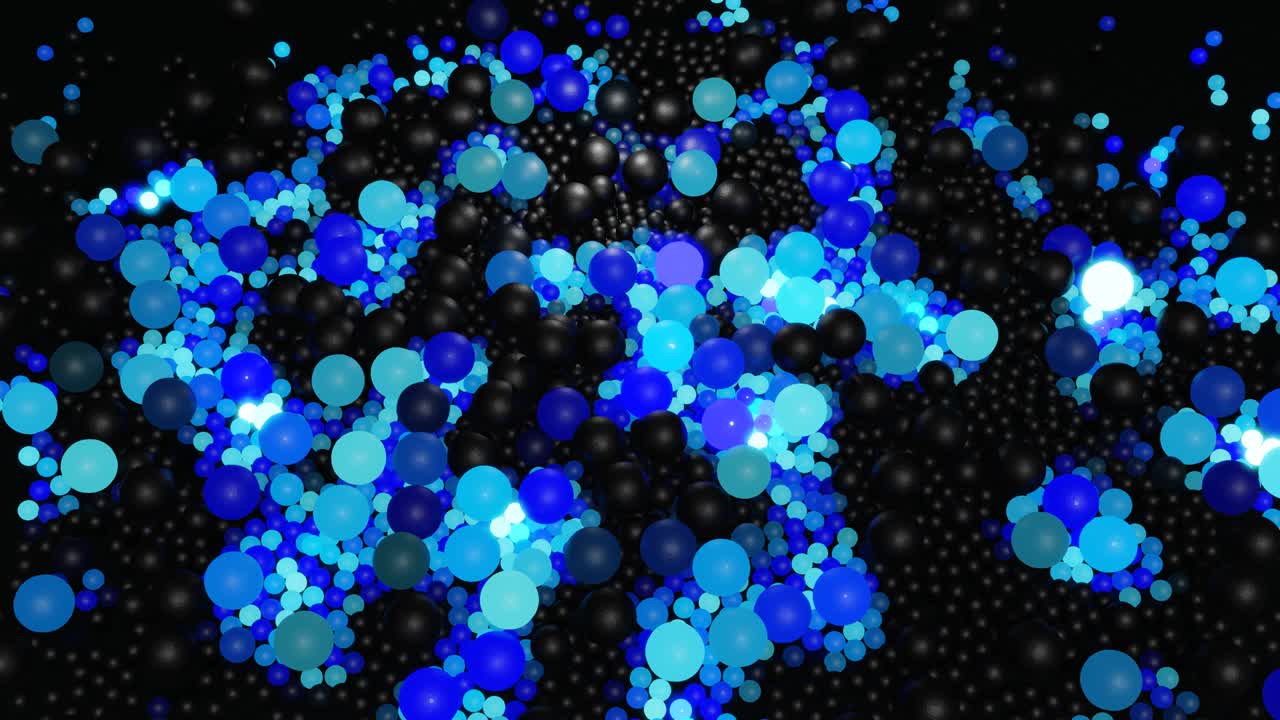 불은 추상적인 크리스마스 꽃받침과 같은 모양을 형성하기 시작합니다. 파란 파도는 크리스마스 가란드와 같은 공을 가로질러 달립니다.