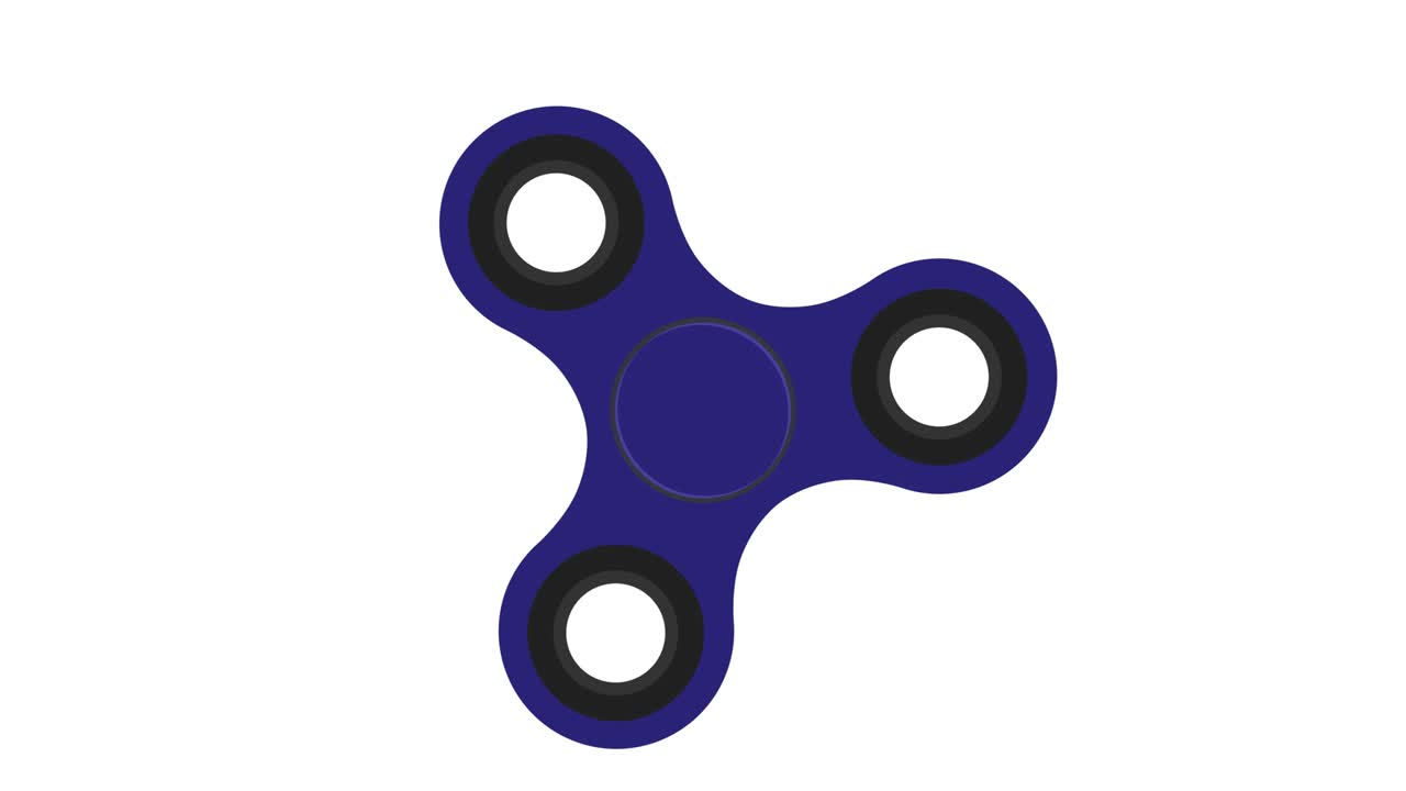 Blue hand spinner spins on a white background. A toy for concentration. Motion graphics.