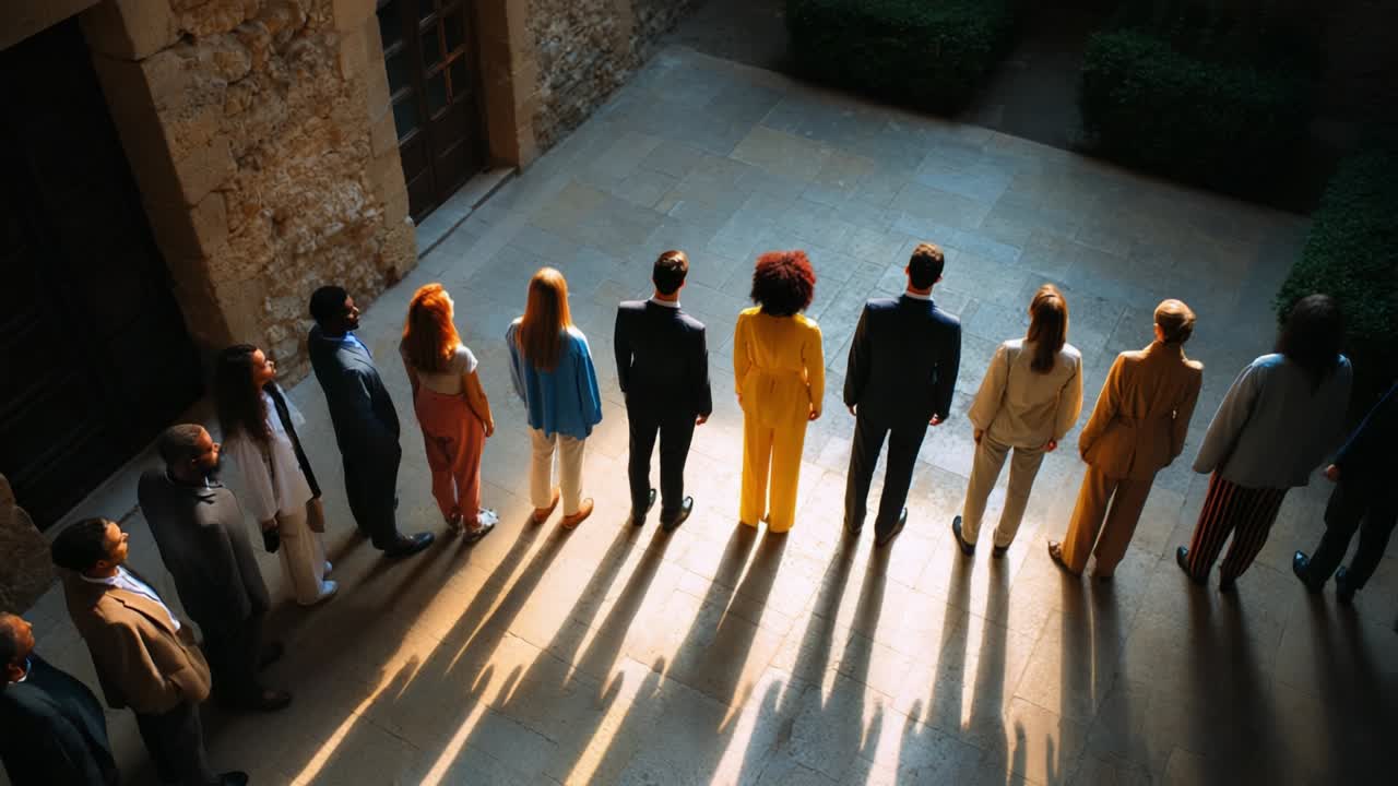 Diverse Business Team Meeting in Courtyard