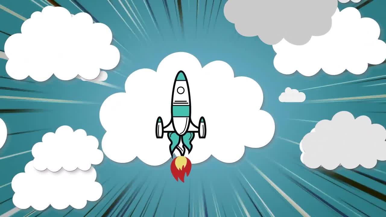 el icono del cohete contra el icono de la nube múltiple