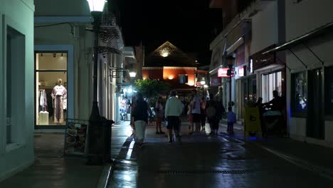 night street scene in a greek island town