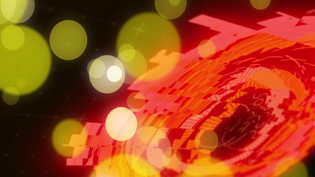 노란색 점 위의 범위 스캔과 데이터 처리의 애니메이션