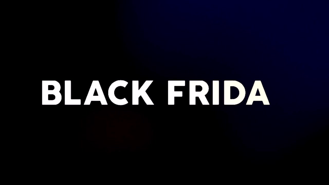 Animazione di testo Black Friday su sfondo scuro.