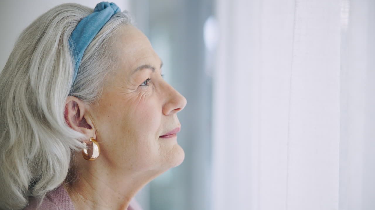 Thinking, elderly and woman in home