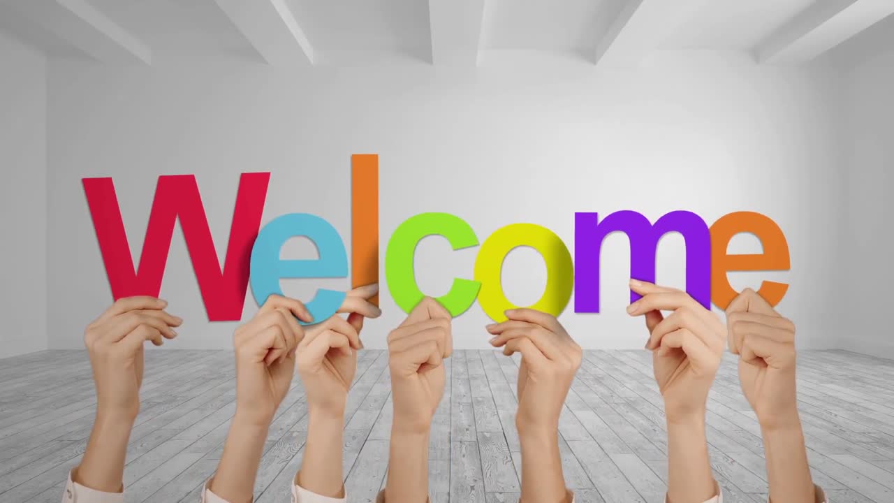 Hands holding up welcome