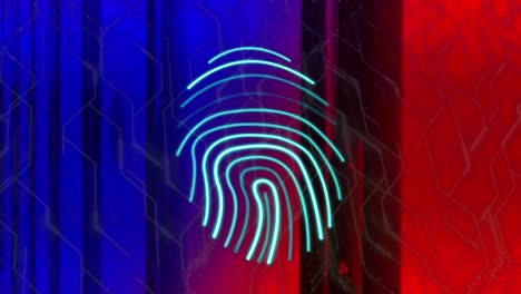 Animation-Des-Biometrischen-Fingerabdrucks,-Verbindungen-Und-Datenverarbeitung-über-Server