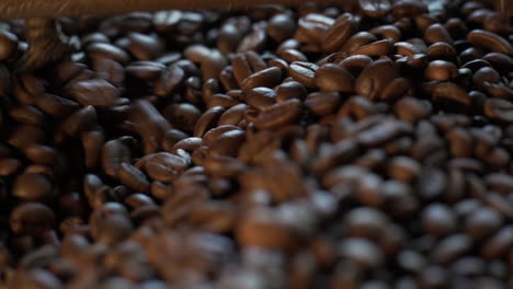 coffee beans roasting in a roaster. macro shot