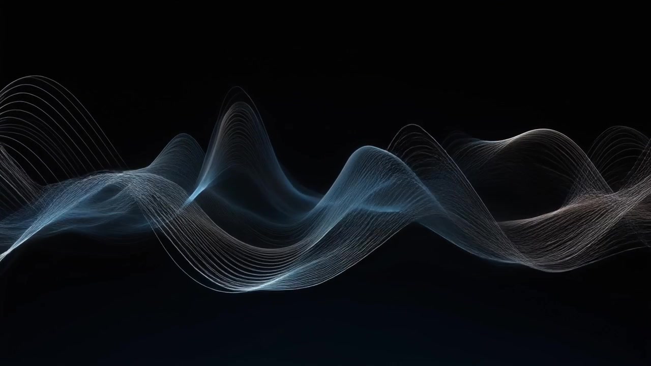 Abstract Flowing Lines of Light on Dark Background