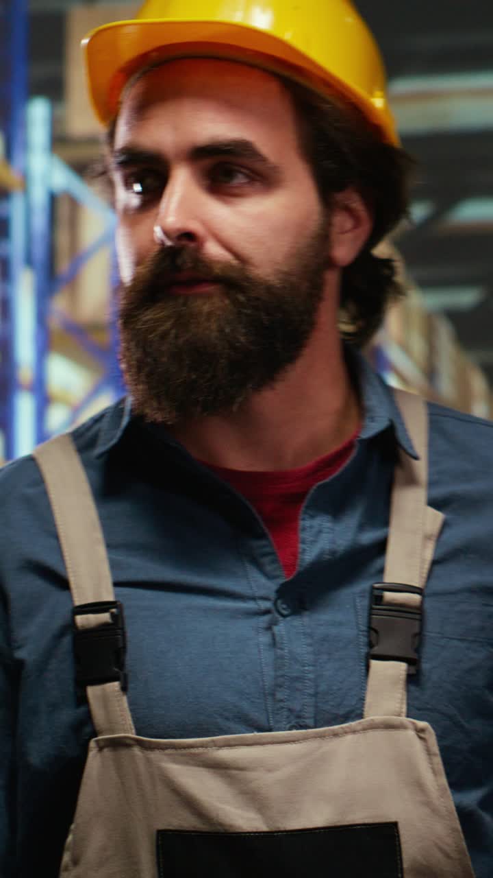 Vertical Video Packaging engineer examines merchandise stock