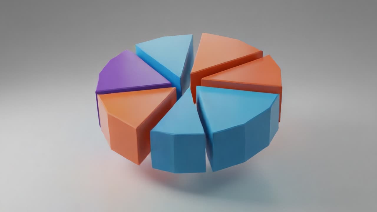 Colorful Geometric Shapes Arranged in a Circular Design Highlighting the Segmented Structure of a Pie Chart, Offering an Engaging Visualization of Data Representation