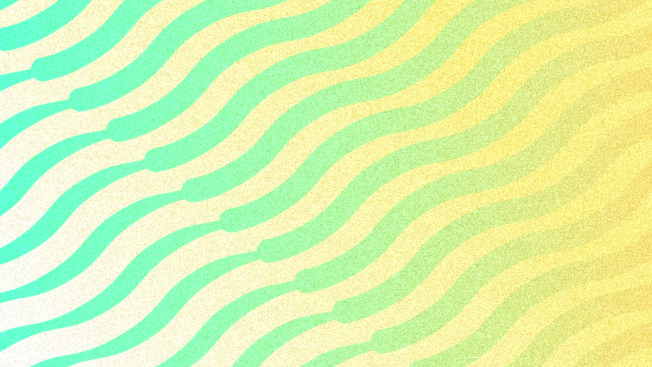 Restarting abstract pattern showing turquoise waves shifting across sandy-yellow field in loop