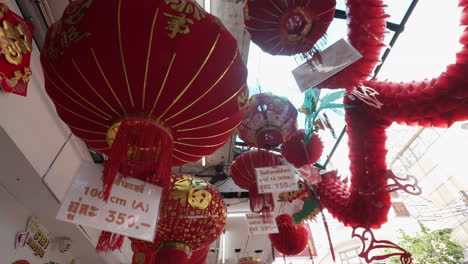 chinese lanterns at shop in chinatown in bangkok, thailand