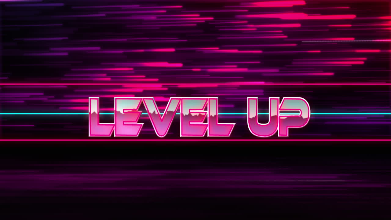 animación de texto de nivel superior sobre rastros de luz sobre fondo negro