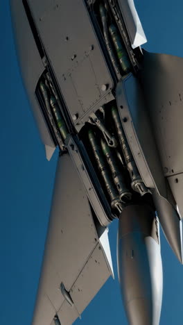 close-up view of a military aircraft's weapons bay
