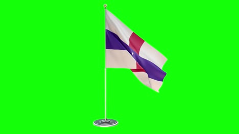 netherlands antilles 3d illustration of the waving flag on a pole with chroma ke