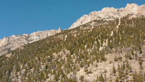 Descenso-Aéreo-Sobre-La-Montaña-Del-Desierto-Con-árboles-Dispersos