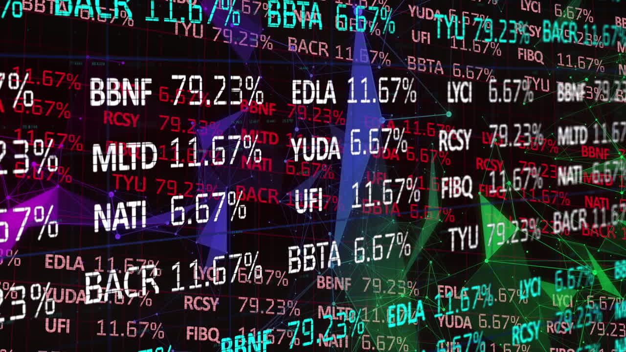 animación del procesamiento de datos financieros sobre las estadísticas