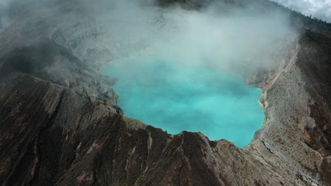 kawah ijen volcano east java aerial over acid lake