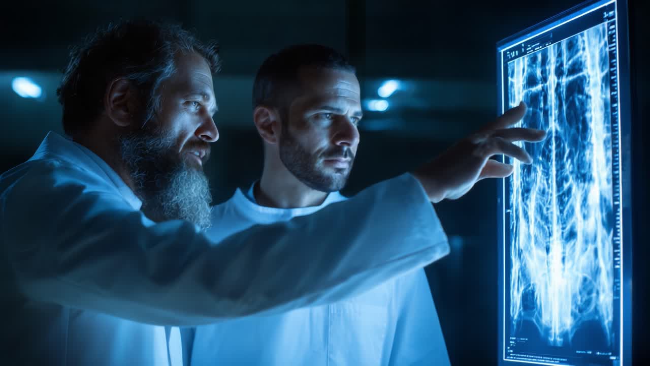 Scientists Analyzing Advanced Radiological Imaging for Medical Diagnosis and Research, Exploring Innovative Techniques in a Modern Laboratory Environment