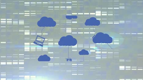 Animation-of-clouds-with-icons-over-moving-columns