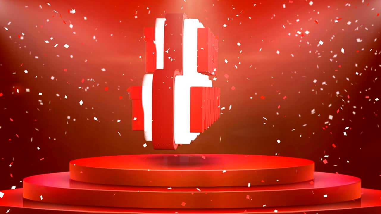 최고의 제품 텍스트 애니메이션 무대 포디움 콘페티 루프 애니메이션