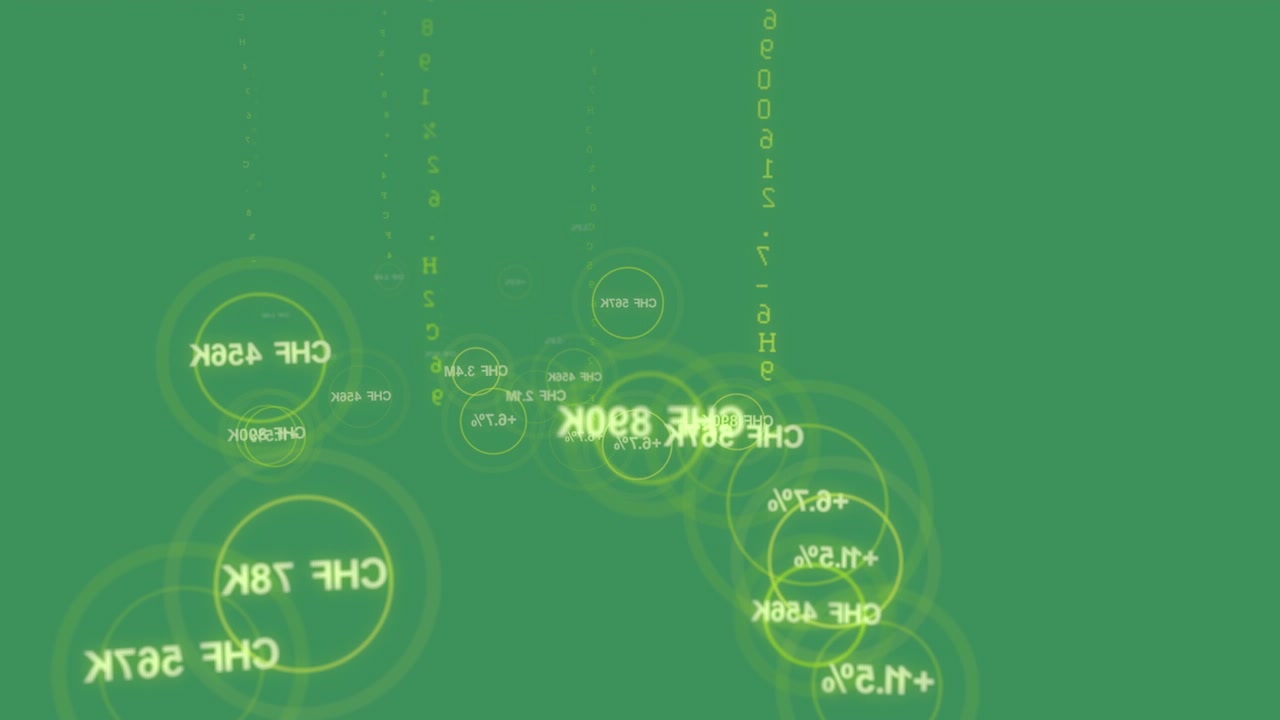 Neon nodes expanding and pulsing after descending digits, showing metrics, transparent background