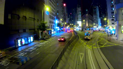 view of hong kong city busy streets from tramways