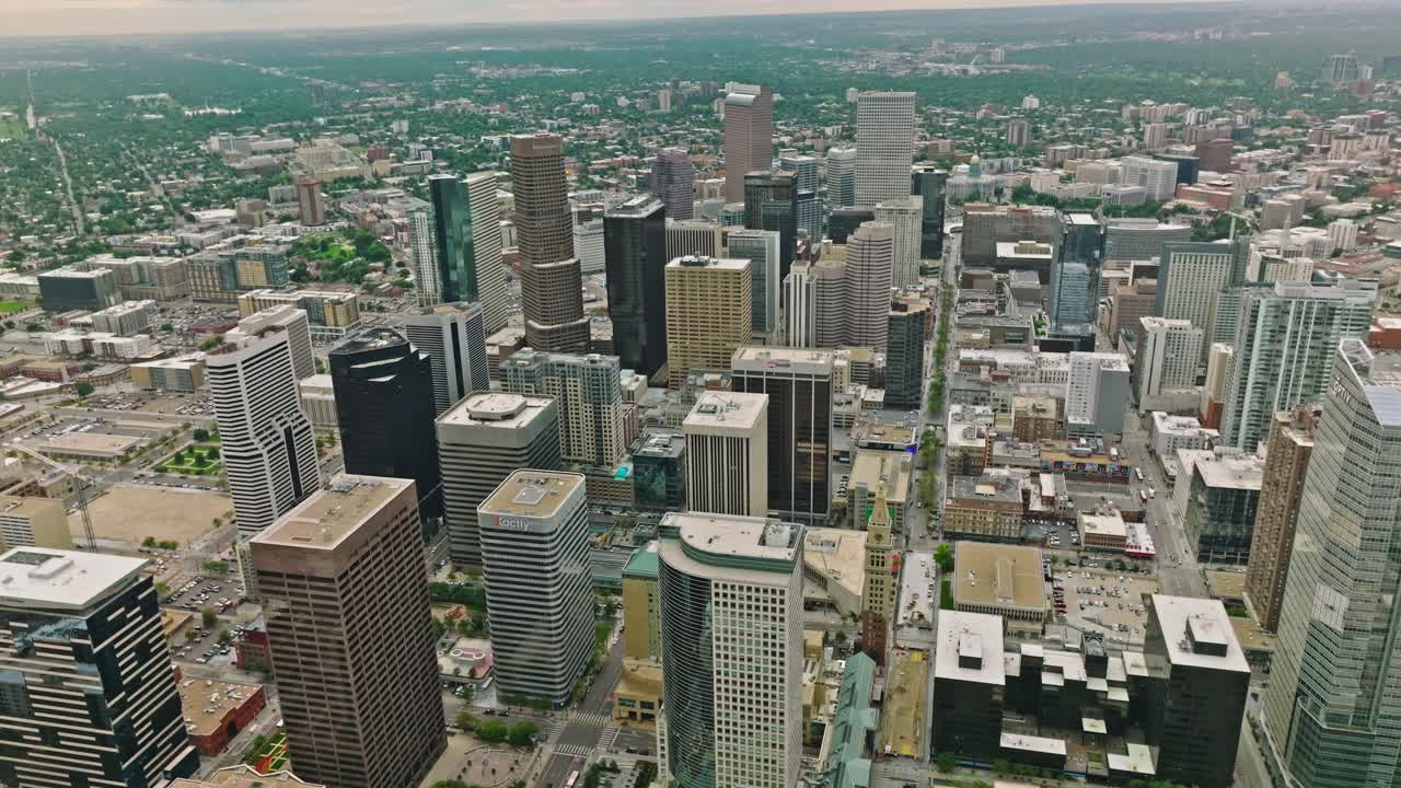 Aerial cityscape of urban Denver, Colorado, United States