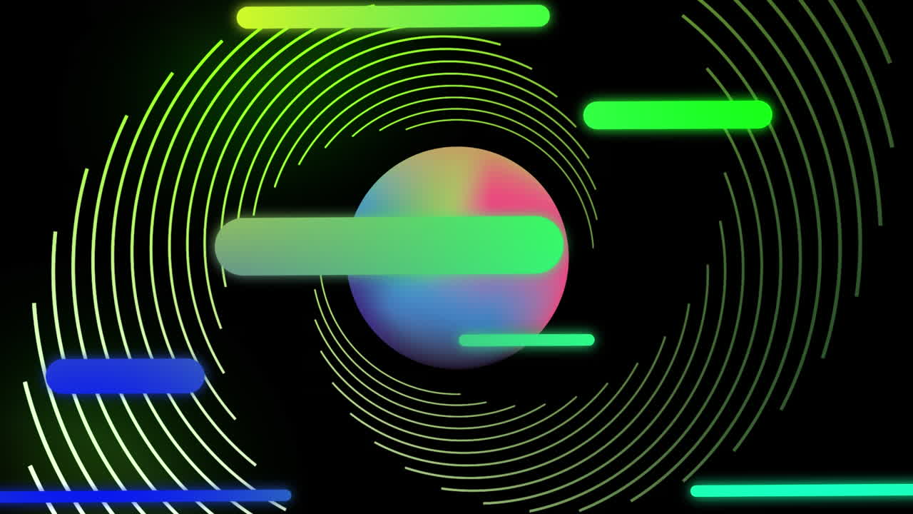 animación de formas y líneas que se mueven sobre un fondo negro