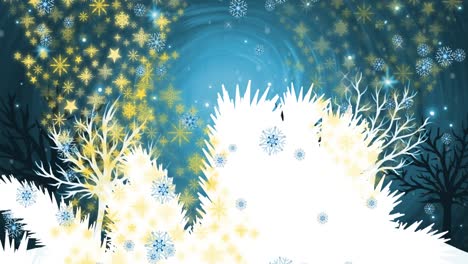 Animation-of-snow-falling-over-christmas-tree