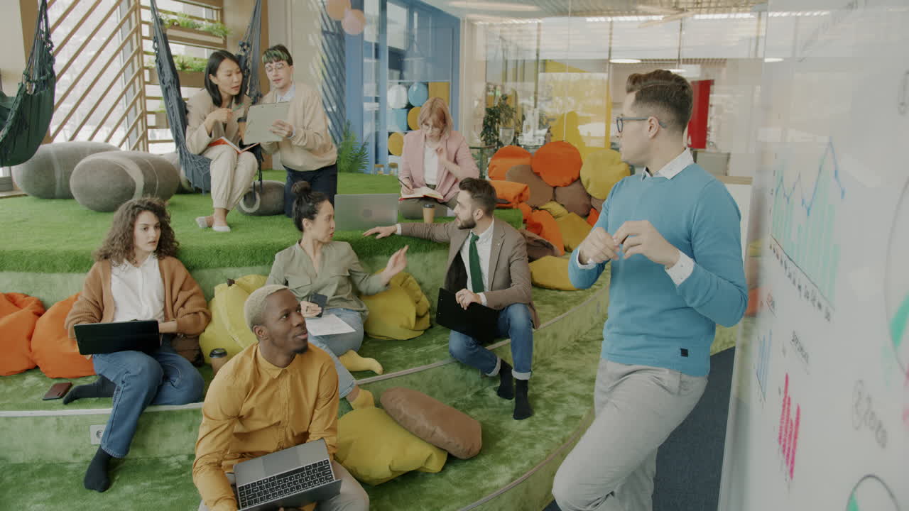 Business Meeting in Modern Coworking Space