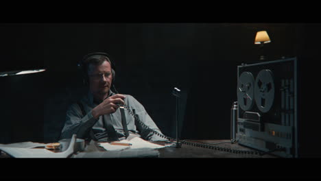 an intelligence officer listens to the wiretap recordings