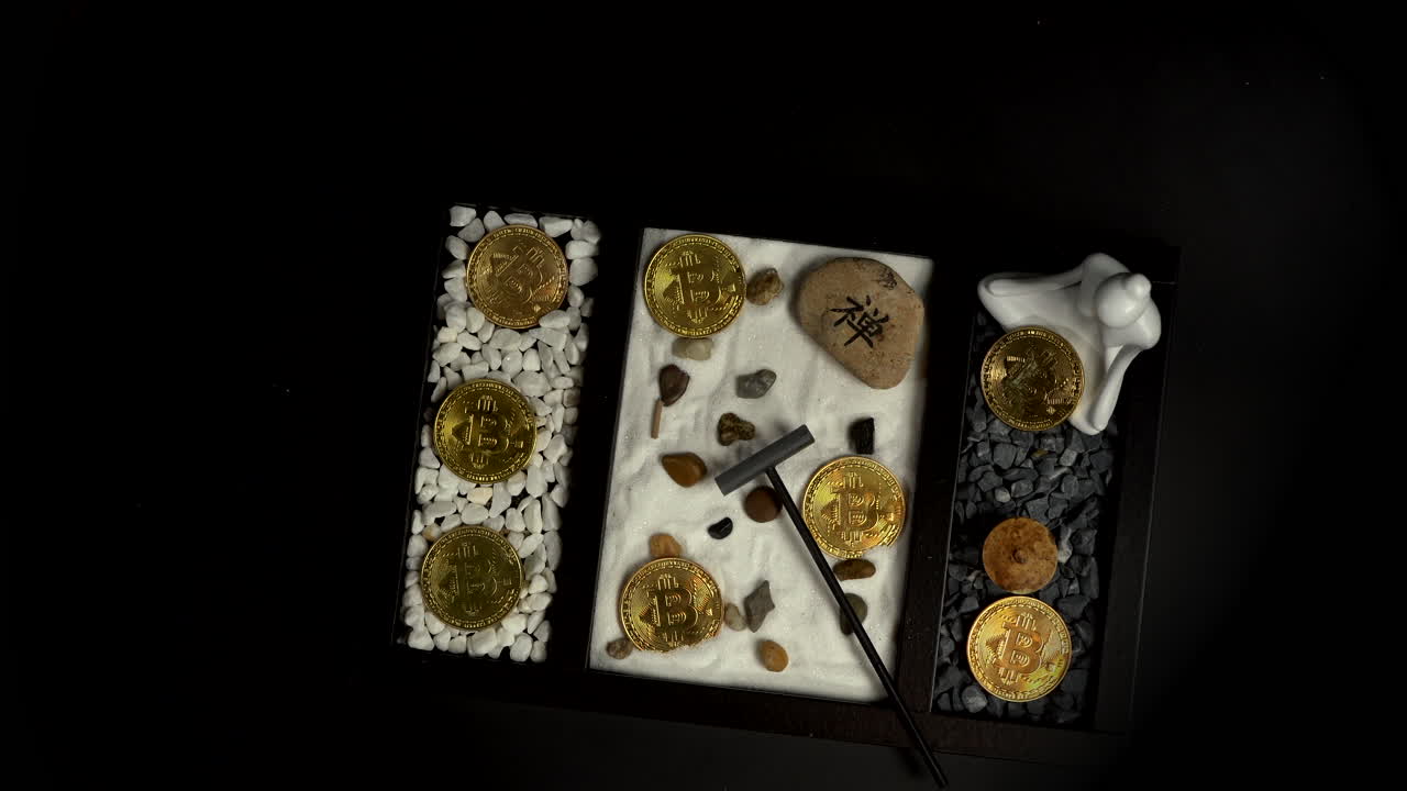 Giardino Zen con rotazione di bitcoin